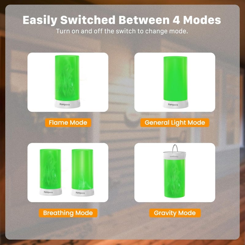 Hompavo Store 【Upgraded】 LED Flame Lights with Remote & Timer, 4-Mode Rechargeable Battery Operated Flameless Candles, Waterproof Pillar Flickering Lanterns for Room Patio Wedding Christmas Home Decor, Green - Image 3